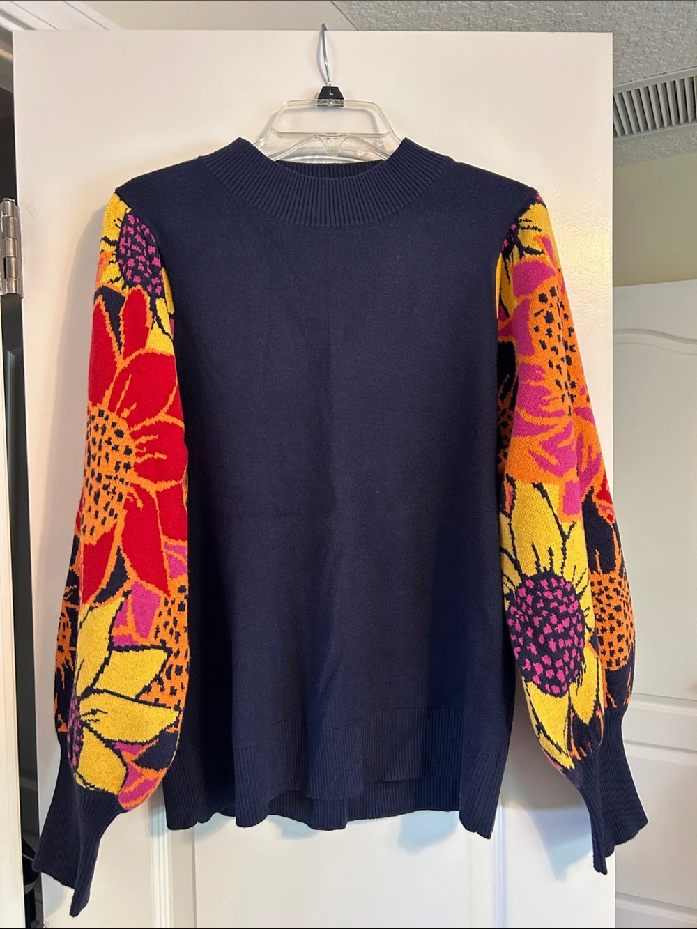 JODIFL Navy Ribbed Crewneck Sweater